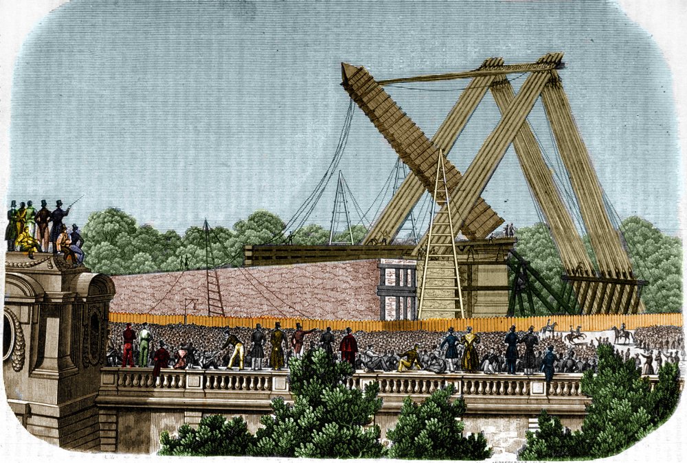 Oprichting van de obelisk van Luxor op Place de la Concorde. Parijs, 25 oktober 1836. door Unknown artist