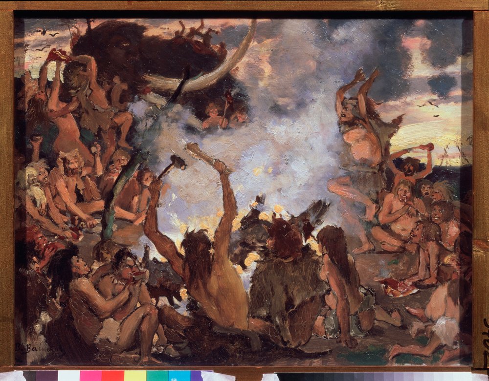 Het stenen tijdperk, een feest door Victor Mikhailovich Vasnetsov