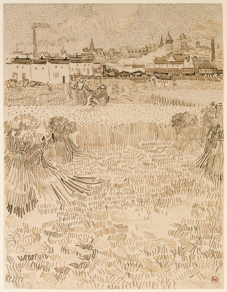Arles. Uitzicht vanaf de korenvelden door Vincent van Gogh