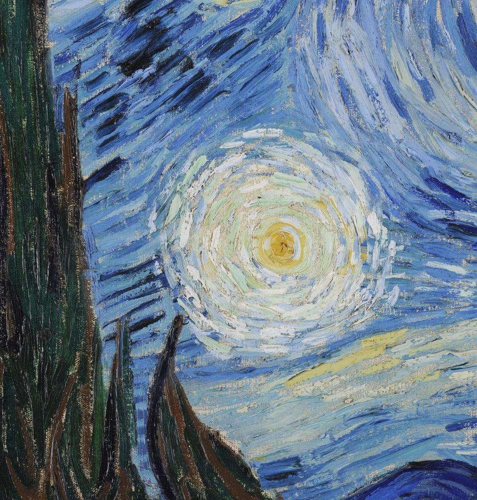 De Sterrennacht, juni 1889 (detail) door Vincent van Gogh