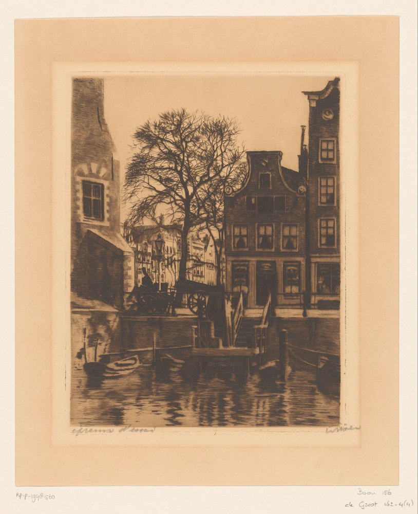Overhaal bij de Montelbaanstoren in Amsterdam door Willem Witsen (signed by artist)