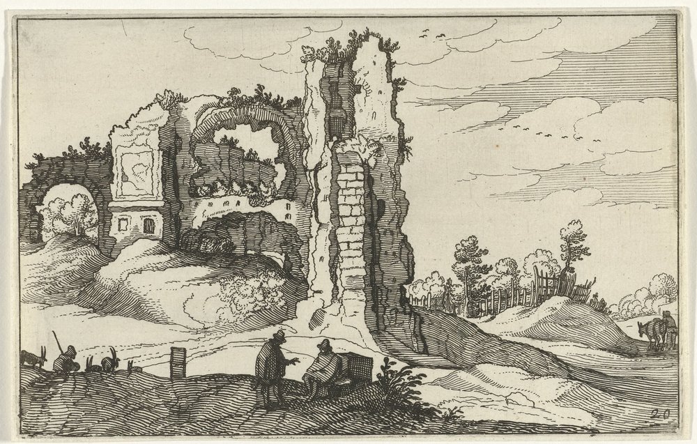 Ruïne met een poort door Willem van Nieulandt (II)