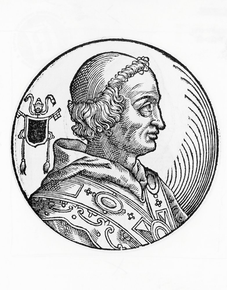 Portret van Johannes V, 82e paus van de Katholieke Kerk, gravure door William Walcutt