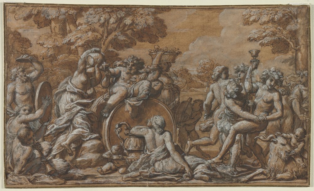 Bacchanaal door circle of Pietro da Cortona