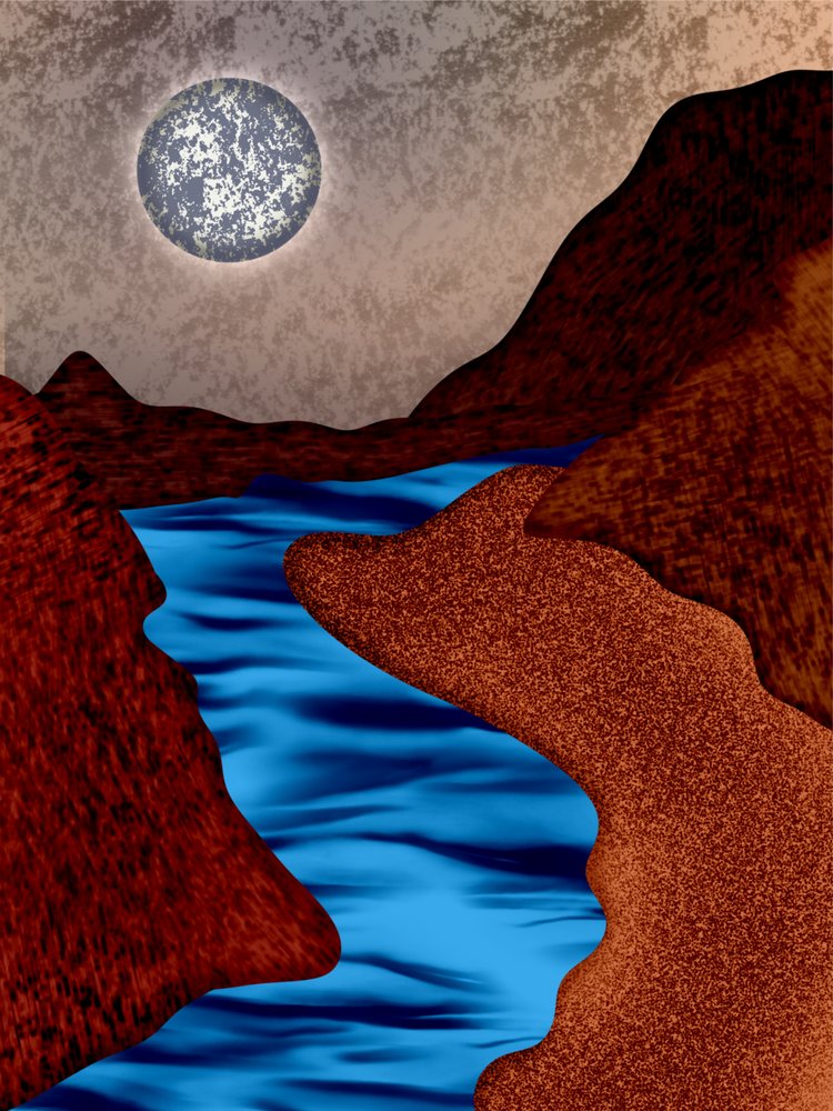 Moonlit Canyon River door Abdona Joseph