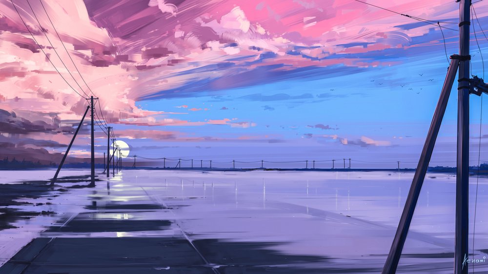 Reflectie op Twilight Road door Alena Aenami