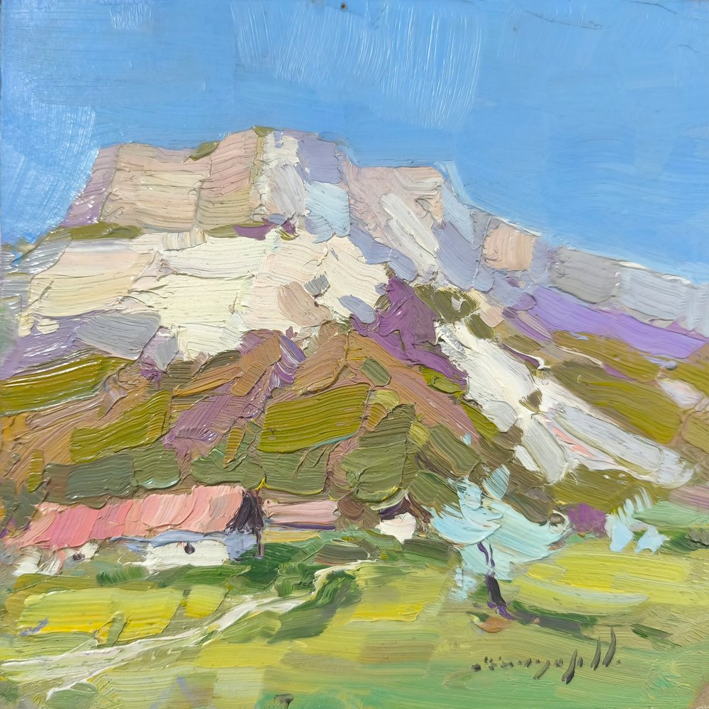 Landschap met heldere bergen door Alexander Shandor