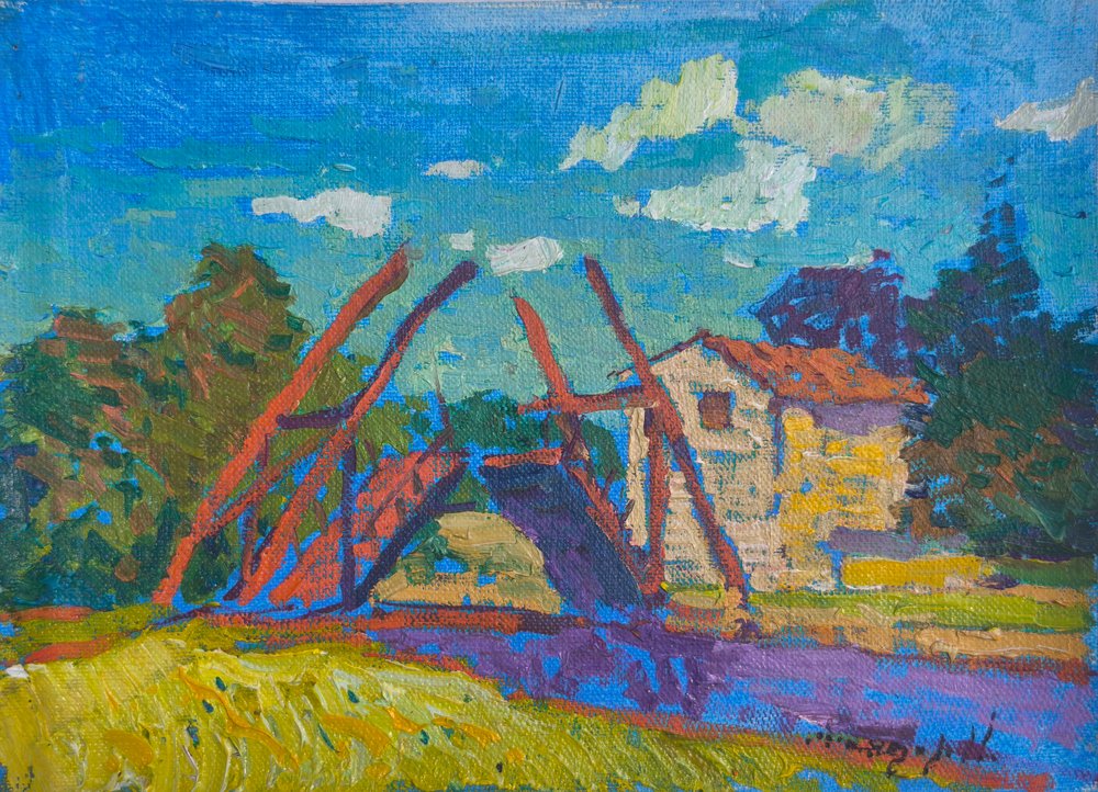 Levendige kanaalbrug door Alexander Shandor