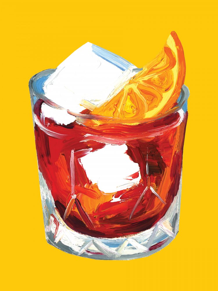 Een levendige Negroni-cocktail door Alice Straker