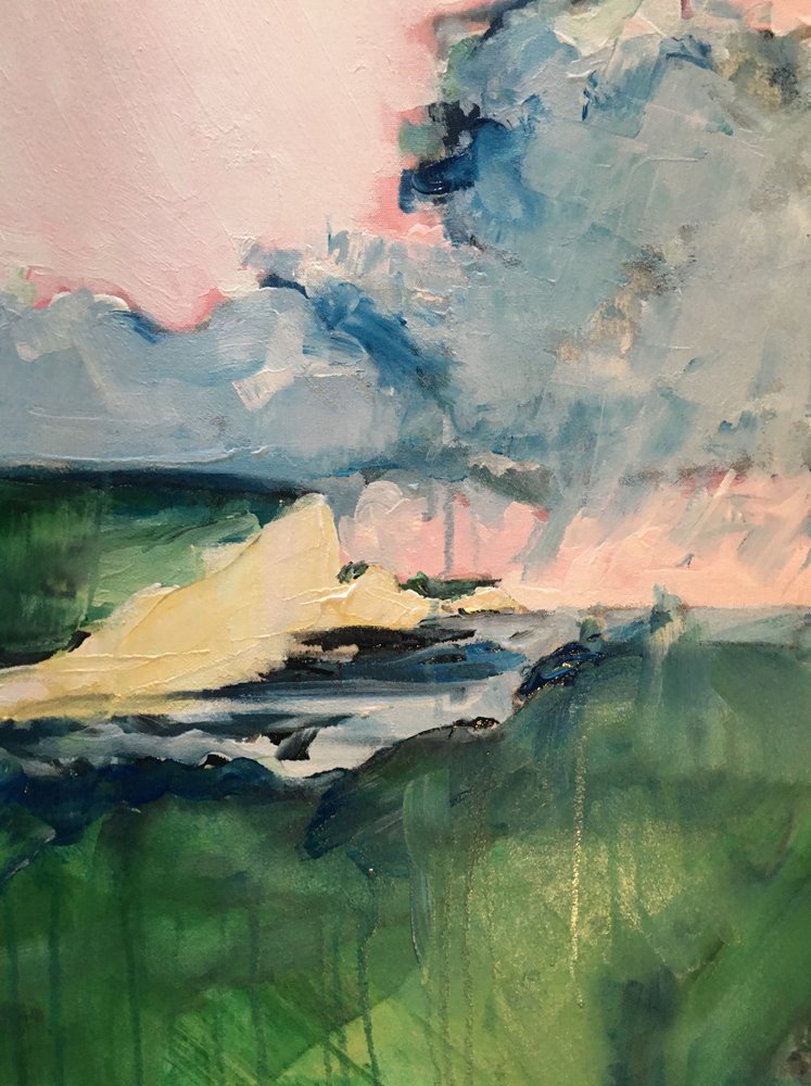 Dramatisch landschap met roze lucht door Alice White