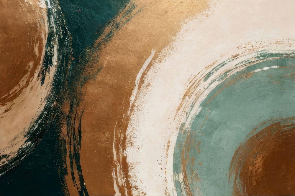 Abstracte blauwgroene en gouden krullen door Alpenglow Workshop
