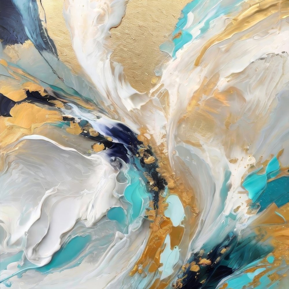 Dynamic Gold Teal Abstract door Alpenglow Workshop