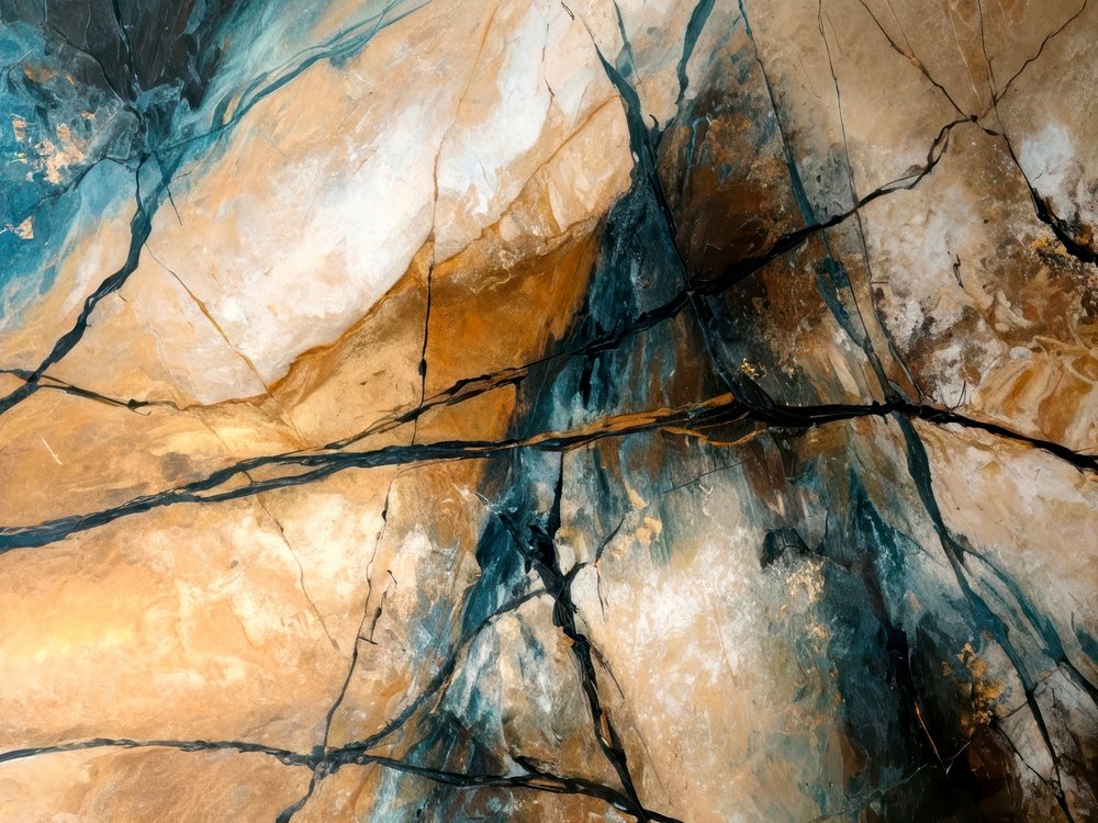 Aards, blauw, steen, abstract door Alpenglow Workshop