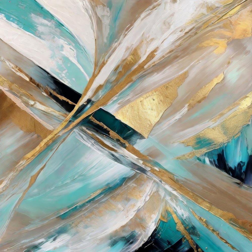 Glinsterend blauwgroen en goud, abstract door Alpenglow Workshop
