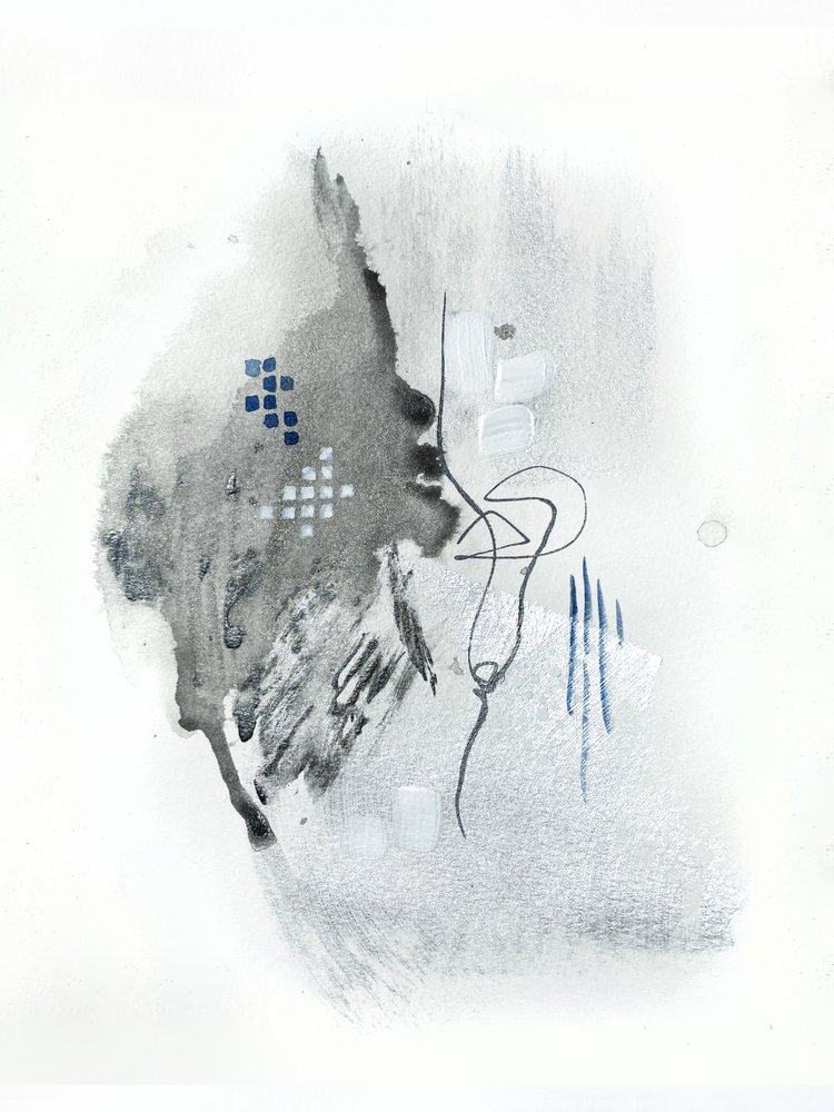 Abstract Vloeiend Grijs Blauw door Alyson Storms