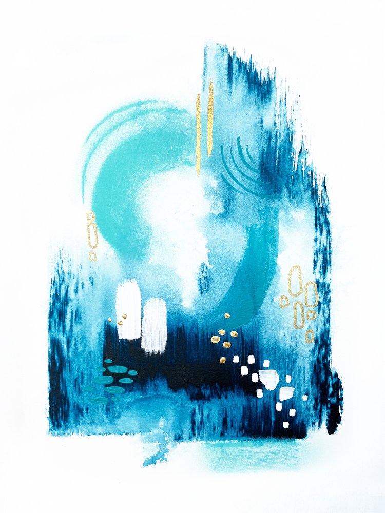 Blauw Goud Abstracte Stroming door Alyson Storms