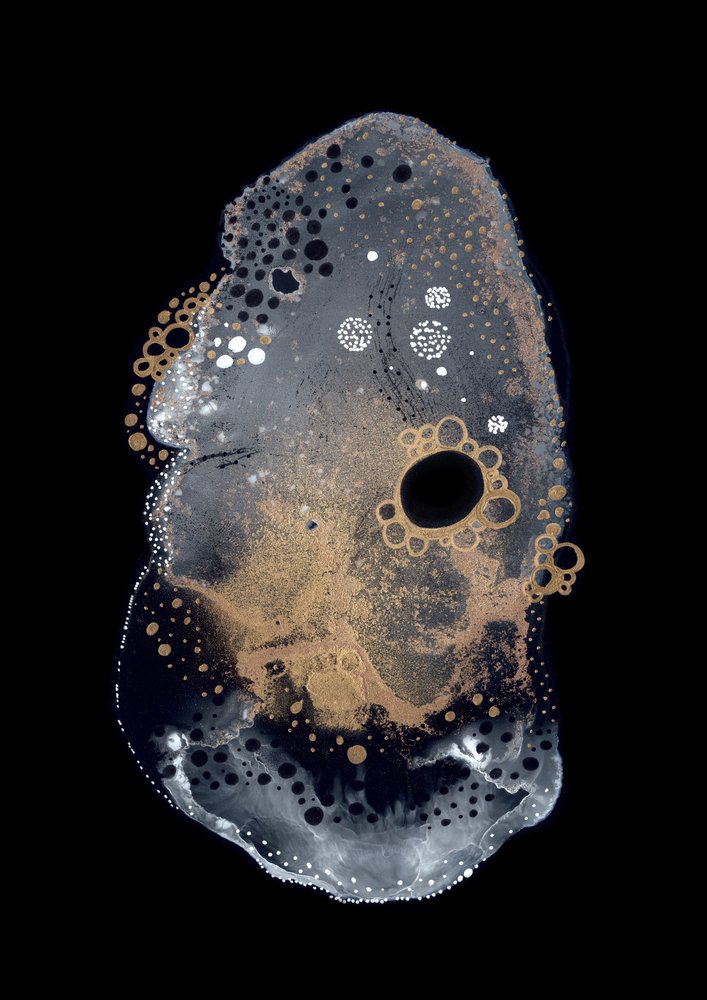 Abstract: Gouden bubbels door Amy Louise Baker