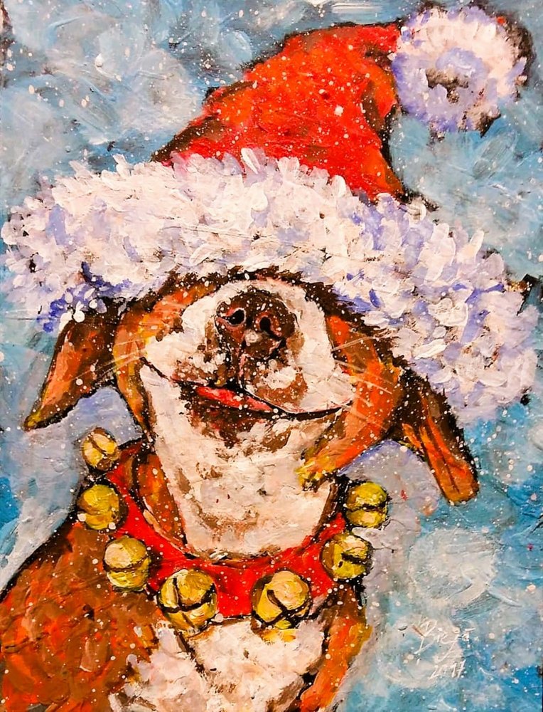 Fijne kerstdagen, hond door Anda Bieza