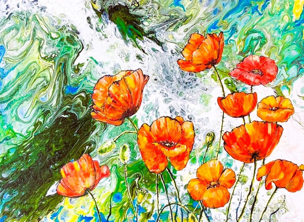 Kleurrijke papaver-tuin door Anda Bieza
