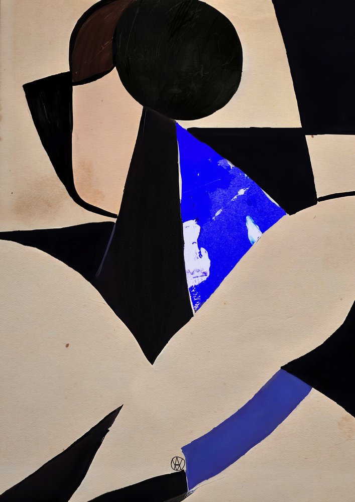 Zwart-blauwe abstracte vormen door André Viana