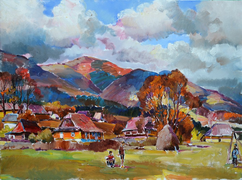 Bergdorp in de herfst door Andrii Kutsachenko