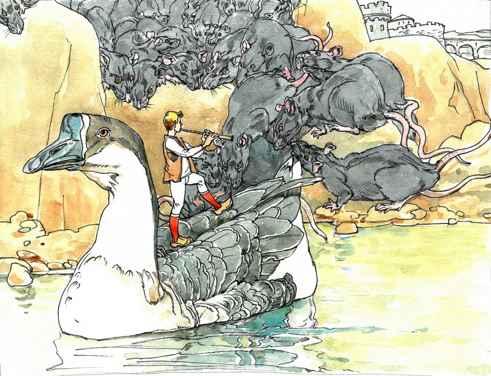 De reis van de gans van de Rattenvanger door Andrii Kutsachenko