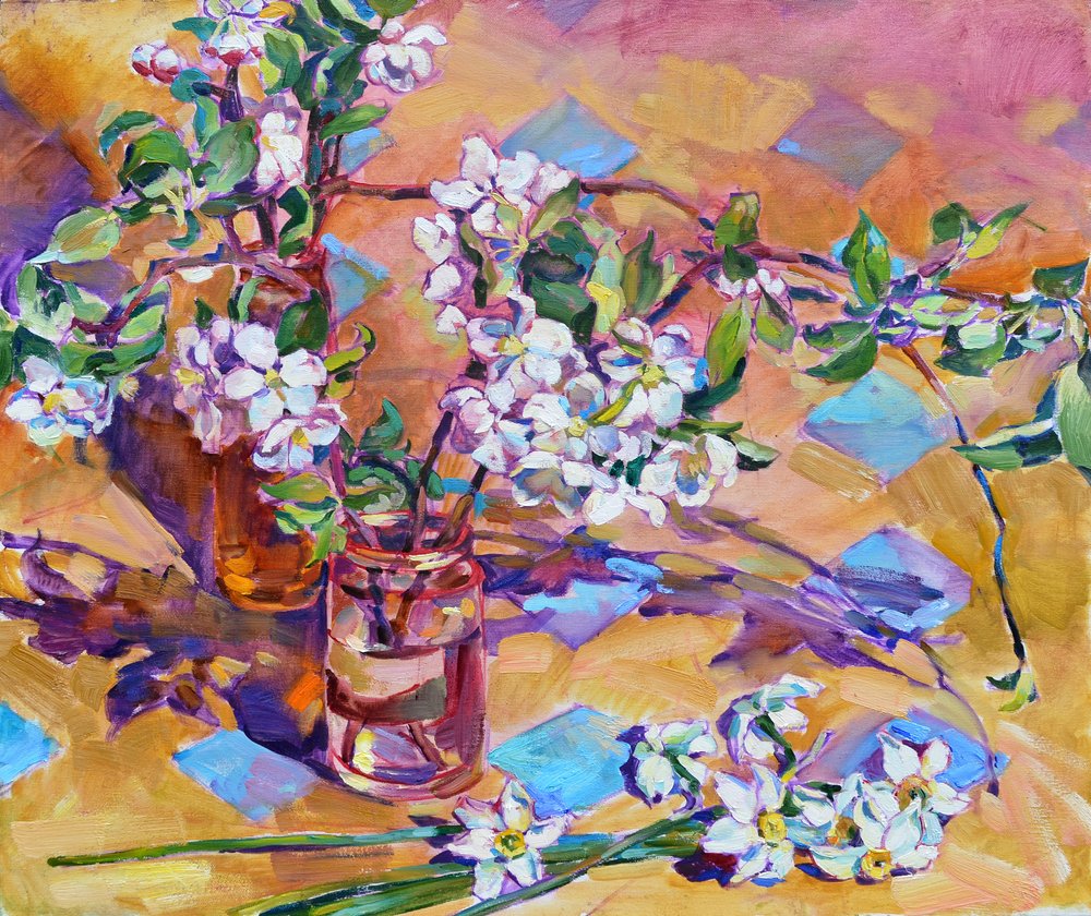 Lentebloesems en narcissen door Andrii Kutsachenko
