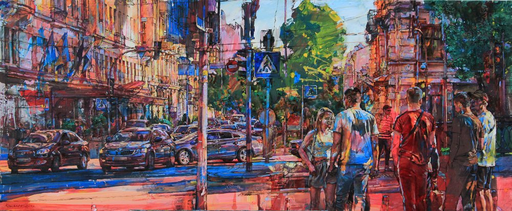 Levendige stadsstraat door Andrii Kutsachenko