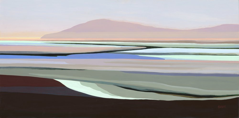 Ingetogen abstract landschap door Angela Seear