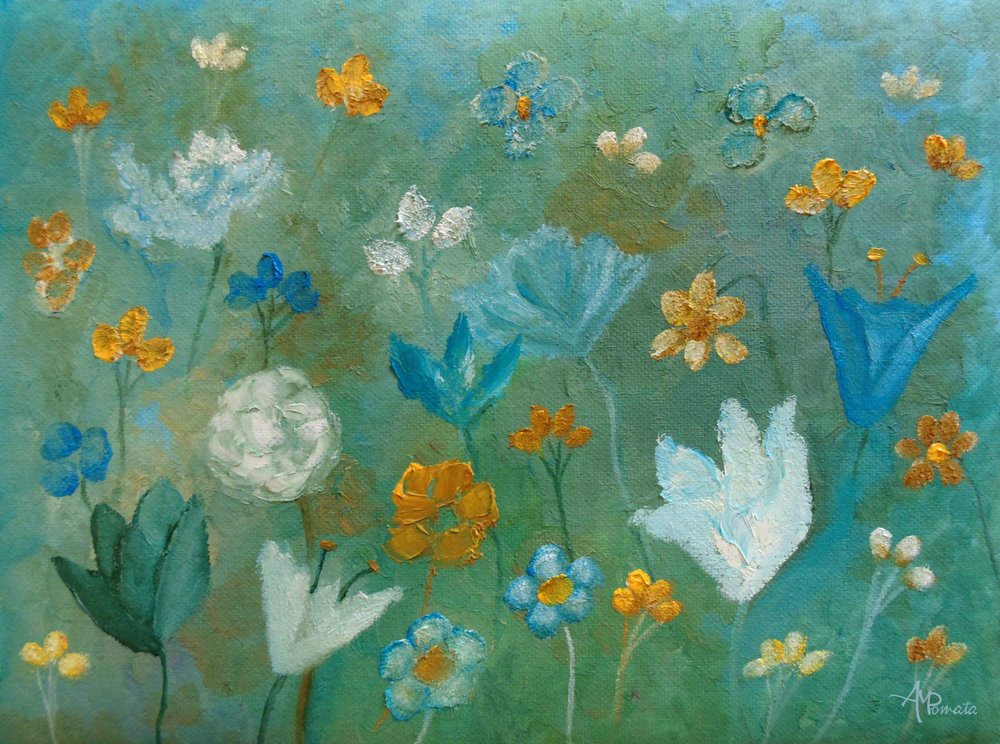 Aqua Blossom Garden door Angeles M. Pomata