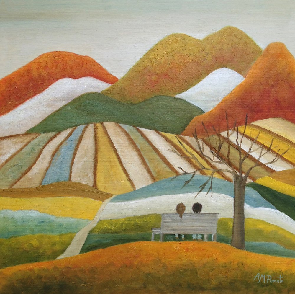 Het stel in de herfstvelden door Angeles M. Pomata
