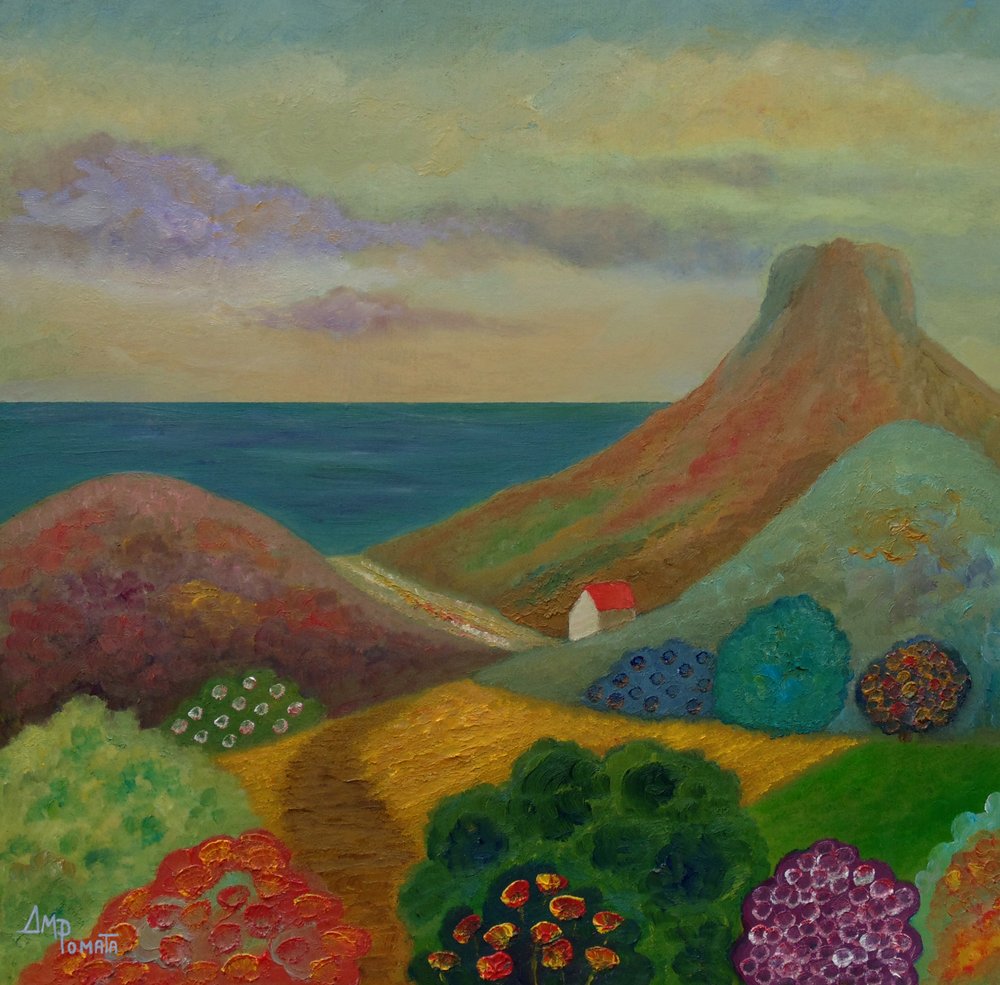 Kleurrijke heuvels aan de kust door Angeles M. Pomata