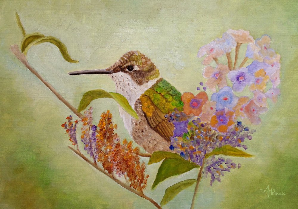Kleurrijke kolibri-tuin door Angeles M. Pomata