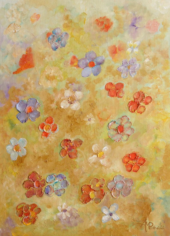 Kleurrijke bloemen met textuur door Angeles M. Pomata
