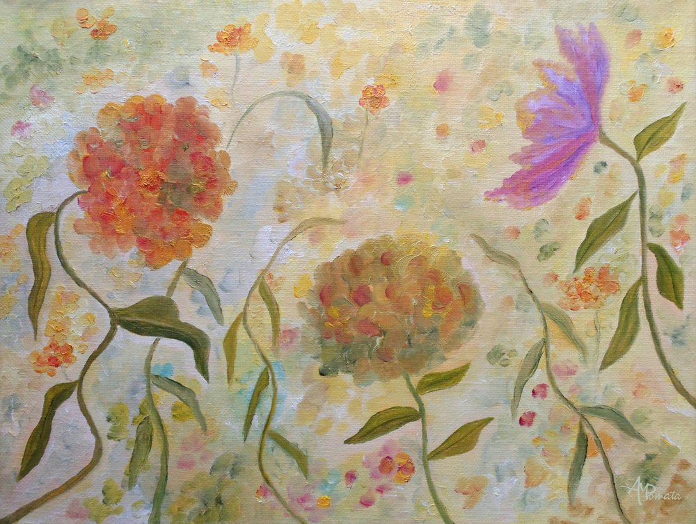 Dromerige bloemen in de tuin door Angeles M. Pomata