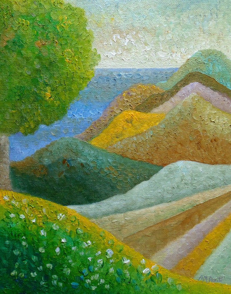 Rolling Hills met uitzicht op zee door Angeles M. Pomata