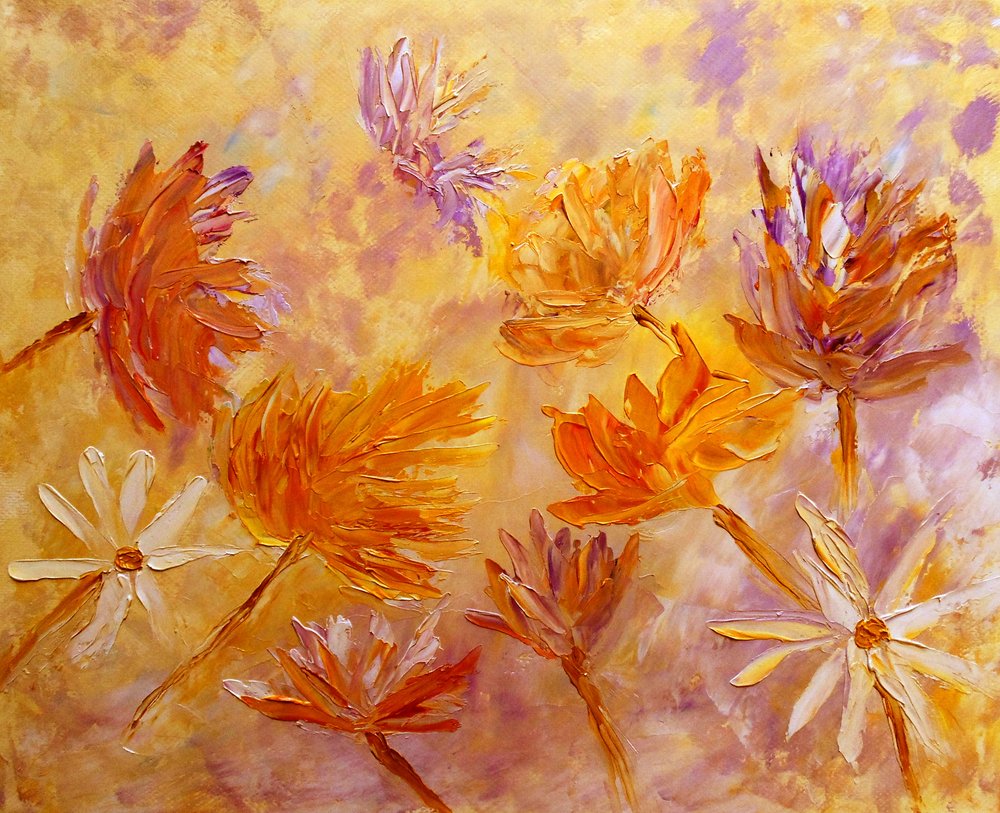 Levendige bloemen met een rijke textuur door Angeles M. Pomata