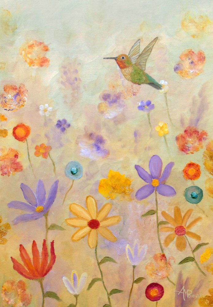 Speelse kolibri-tuin door Angeles M. Pomata