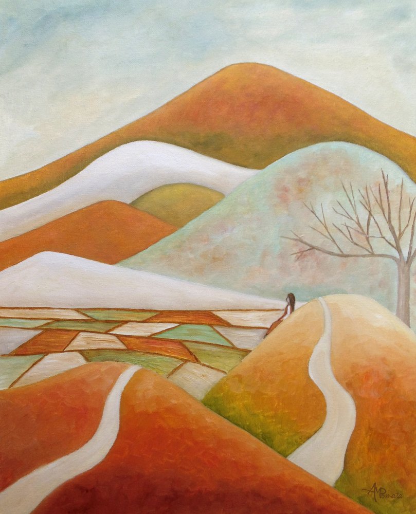 Vrouw op Autumn Hill door Angeles M. Pomata