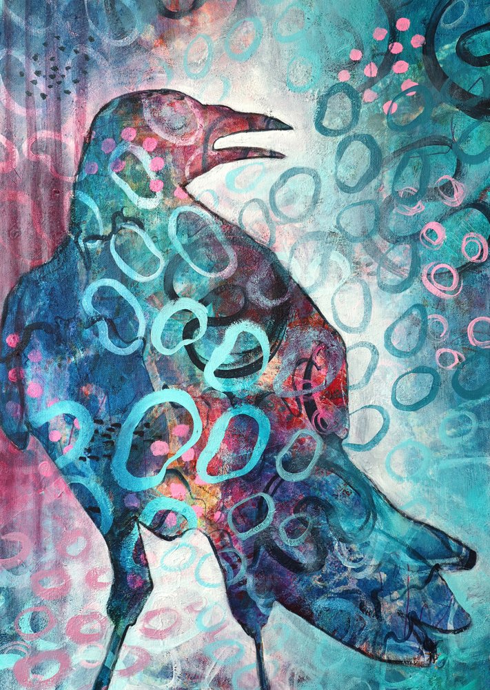 Levendige abstracte kraai door Ania Witwitzka
