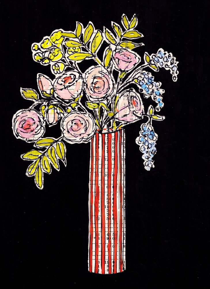 Kleurrijke bloemenvaas door Annick