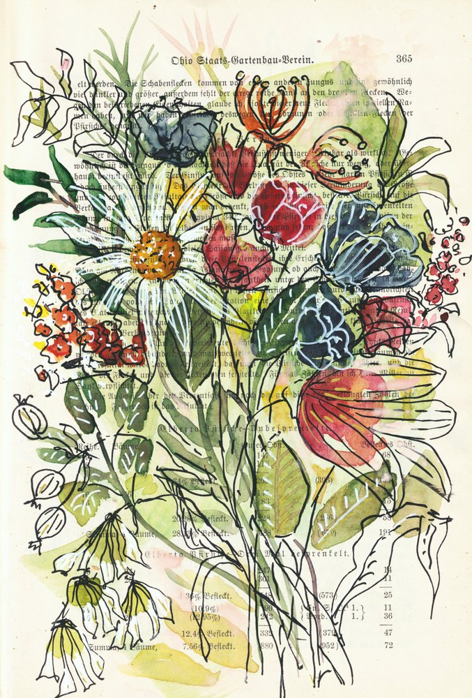 Aquarelbloemenschets door Annick