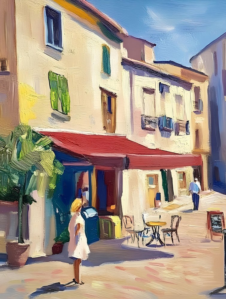 Charmante Europese caféstraat door Avanesova Elena