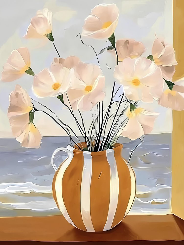 Bloemen in het kustraam door Avanesova Elena