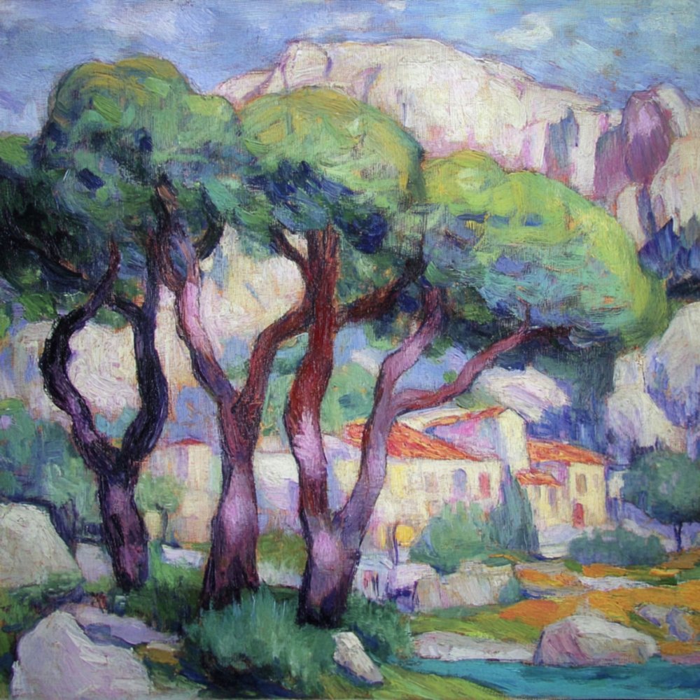 Kleurrijk mediterraan bergdorp door Avanesova Elena