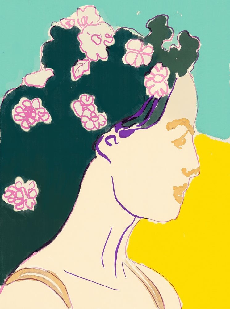 Rustgevend bloemenportret door Beate Tubach