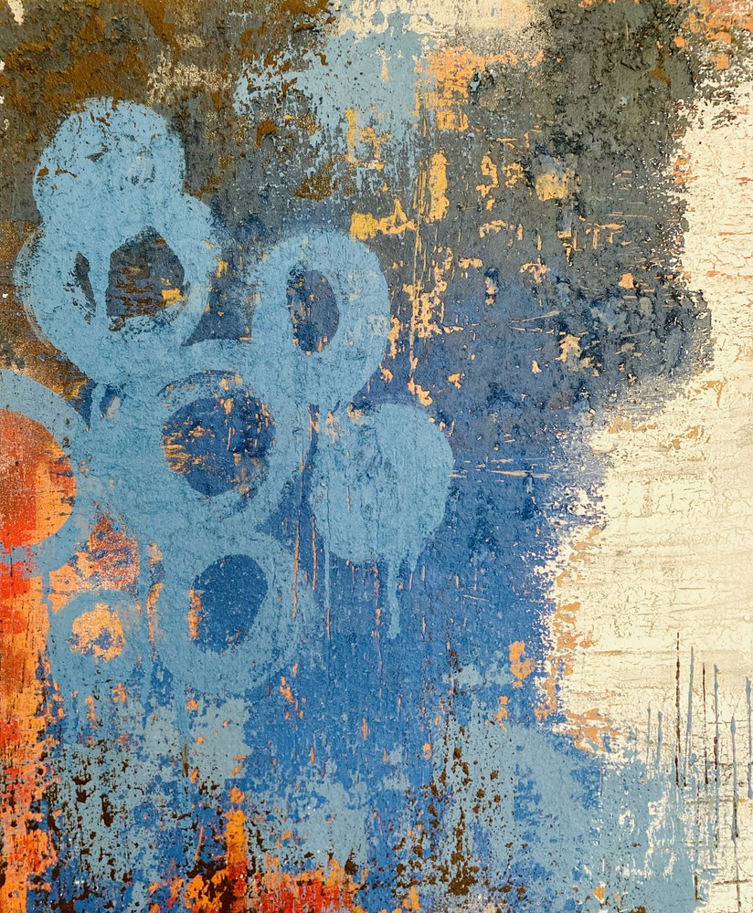 Verweerde blauwe cirkels door Berit Pihl