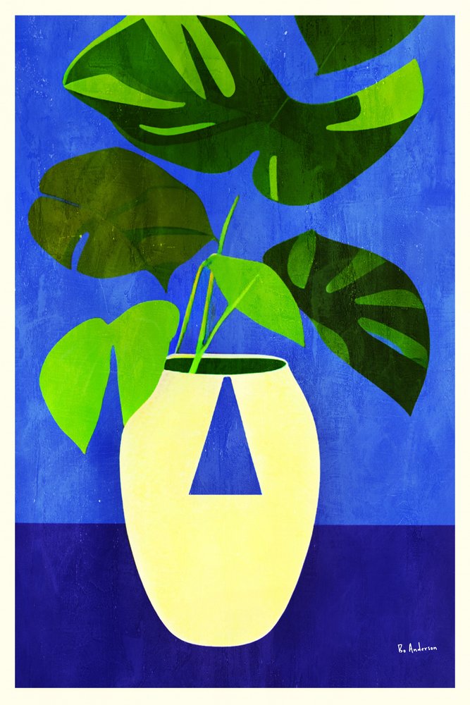 Monstera Blue Botanical door Bo Anderson