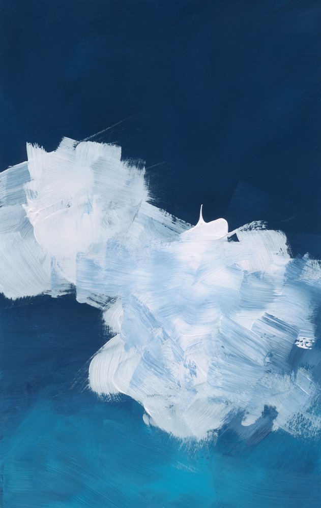 Abstracte blauwe wolkenlucht door Bronwyn Baker