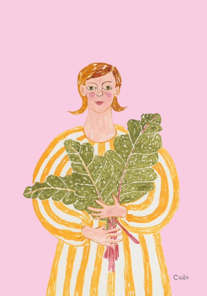 Vrouw met verse groenten door Caroline Roberts